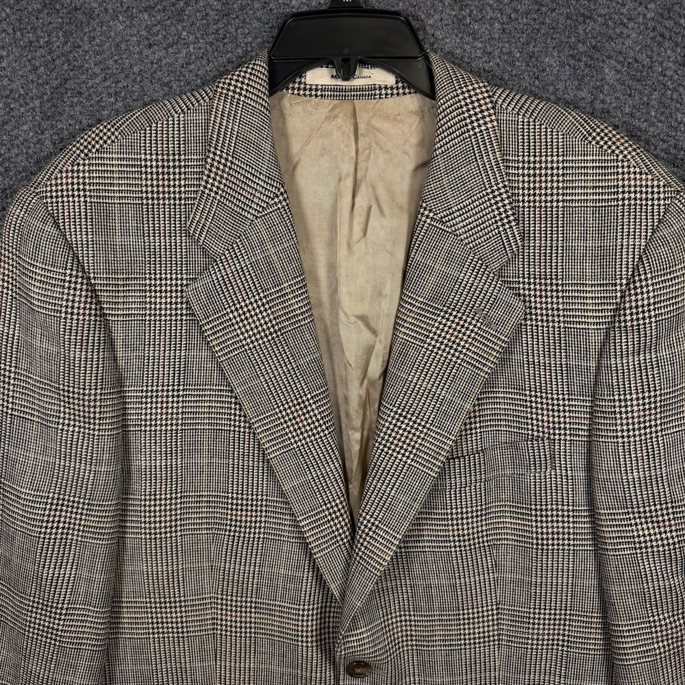 Vtg Chaps Ralph Lauren Blazer Men's 42S Wool Silk Linen GlenPlaid Made Canada